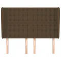 Tête de lit avec oreilles Marron foncé 147x23x118/128 cm Tissu