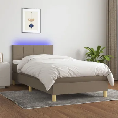 cadre de lit avec matelas LED Taupe 80x200 cm Tissu