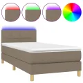 cadre de lit avec matelas LED Taupe 80x200 cm Tissu