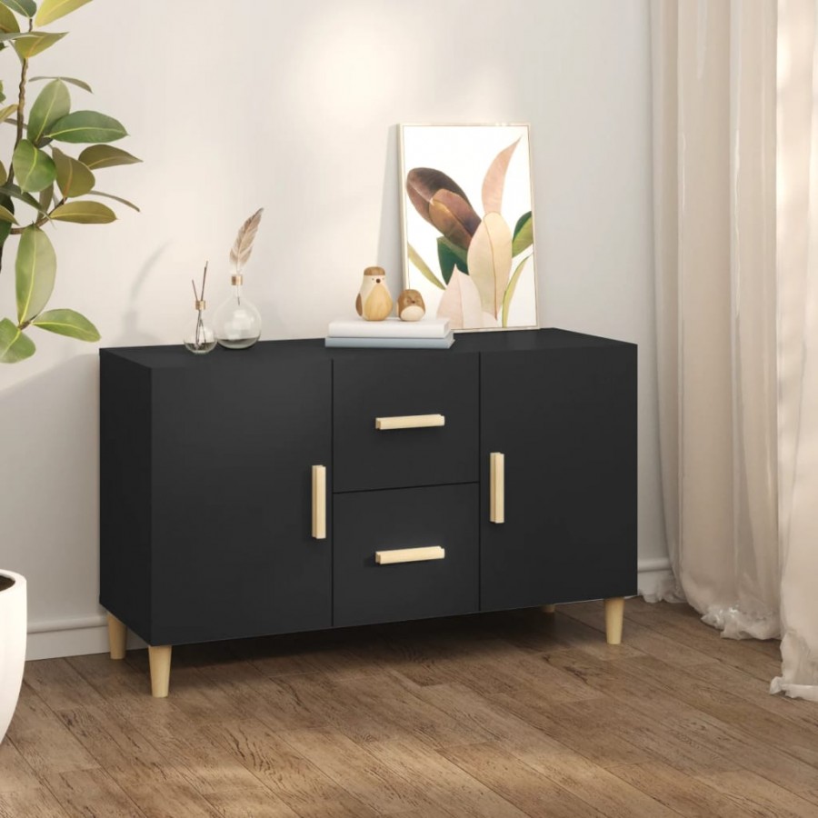 Buffet noir 100x36x60 cm bois d'ingénierie