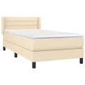 cadre de lit avec matelas Crème 100x200 cm Tissu