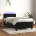 cadre de lit avec matelas et LED Noir 90x190 cm