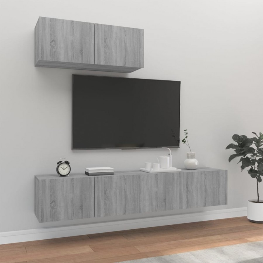 Ensemble de meubles TV 3 pcs Sonoma gris Bois d'ingénierie