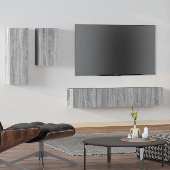 Ensemble de meubles TV 4 pcs Sonoma gris Bois d'ingénierie