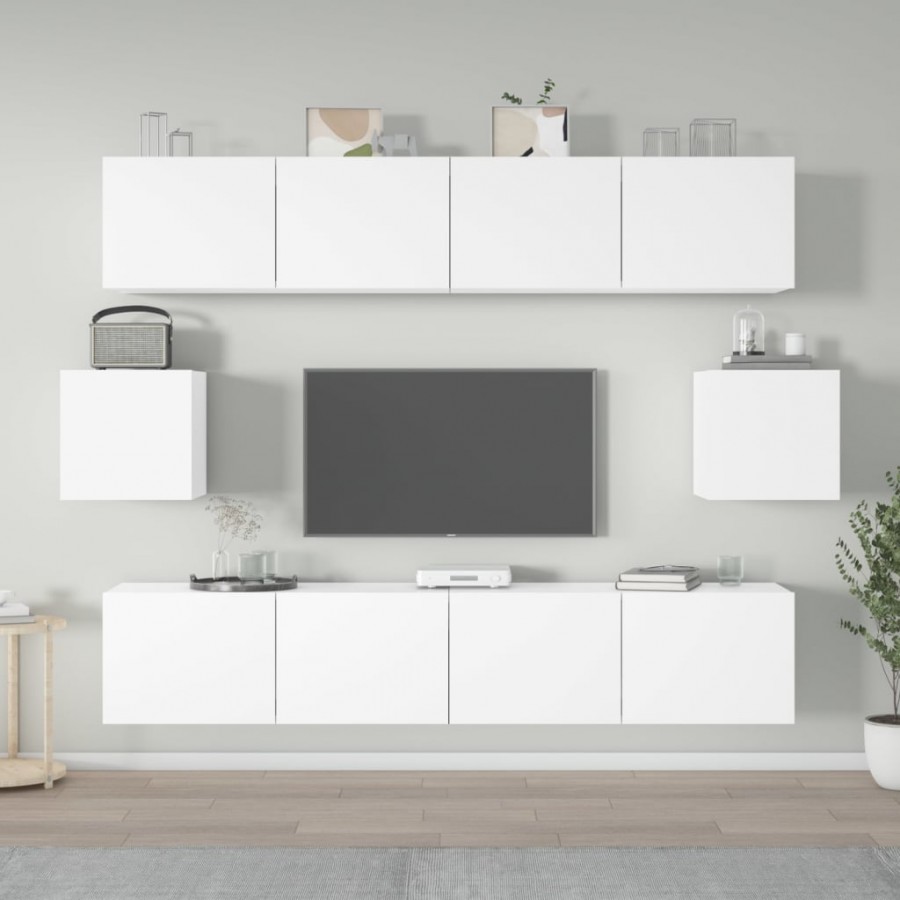 Ensemble de meubles TV 6 pcs Blanc Bois d'ingénierie