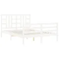 Cadre de lit avec tête de lit blanc King Size bois massif