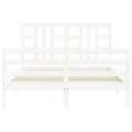Cadre de lit avec tête de lit blanc King Size bois massif
