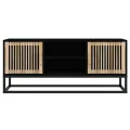 Meuble TV noir 105x30x45 cm bois d'ingénierie et fer