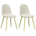 Chaises à manger lot de 2 crème velours