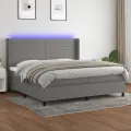 cadre de lit matelas LED Gris foncé 200x200 cm Tissu