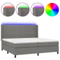 cadre de lit matelas LED Gris foncé 200x200 cm Tissu
