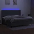 cadre de lit matelas LED Gris foncé 200x200 cm Tissu