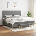 cadre de lit avec matelas Gris foncé 200x200cm Tissu