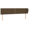 Tête de lit avec oreilles Marron foncé 183x23x78/88 cm Tissu