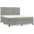 cadre de lit et matelas Gris clair 160x200cm Velours