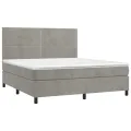 cadre de lit et matelas Gris clair 160x200cm Velours