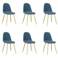 Chaises à manger lot de 6 bleu velours