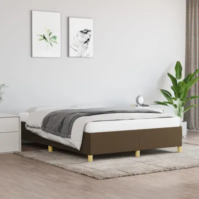 Cadre de lit Marron foncé 140x190 cm Tissu