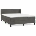 cadre de lit et matelas Gris foncé 180x200cm Velours
