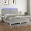 cadre de lit matelas et LED Gris clair 200x200 cm