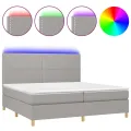 cadre de lit matelas et LED Gris clair 200x200 cm