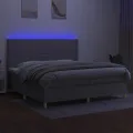 cadre de lit matelas et LED Gris clair 200x200 cm