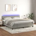 cadre de lit avec matelas LED Gris clair 160x200 cm