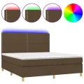 cadre de lit matelas et LED Marron foncé 180x200cm