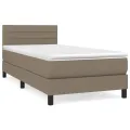 cadre de lit avec matelas Taupe 100x200 cm Tissu