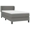cadre de lit et matelas Gris foncé 90x190 cm Tissu