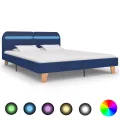 Cadre de lit avec LED Bleu Tissu 180 x 200 cm