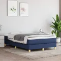 cadre de lit avec matelas Bleu 120x200 cm Tissu