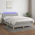 cadre de lit et matelas et LED Gris clair 140x200 cm