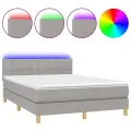 cadre de lit et matelas et LED Gris clair 140x200 cm