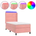 cadre de lit matelas et LED Rose 100x200 cm Velours