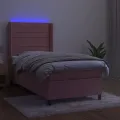 cadre de lit matelas et LED Rose 100x200 cm Velours