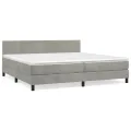cadre de lit et matelas Gris clair 200x200cm Velours