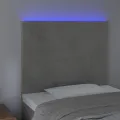 Tête de lit à LED Gris clair 100x5x118/128 cm Velours