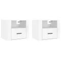 Tables de chevet murales 2 pcs Blanc brillant 50x36x40 cm