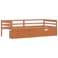Cadre de lit avec tiroirs et armoire Marron miel Pin 90x200 cm