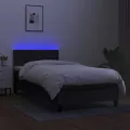 cadre de lit avec matelas et LED Noir 80x200cm Tissu