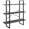 Bibliothèque à 3 niveaux Gris 100x30x105 cm Bois de pin massif