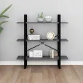Bibliothèque à 3 niveaux Gris 100x30x105 cm Bois de pin massif