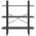 Bibliothèque à 3 niveaux Gris 100x30x105 cm Bois de pin massif