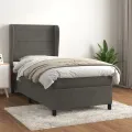 cadre de lit et matelas Gris foncé 90x190 cm Velours