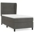 cadre de lit et matelas Gris foncé 90x190 cm Velours