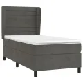 cadre de lit et matelas Gris foncé 90x190 cm Velours