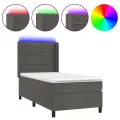cadre de lit et matelas et LED Gris foncé 90x190cm