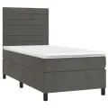 cadre de lit matelas LED Gris foncé 90x200cm Velours