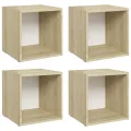 Meubles TV 4 pcs Blanc et chêne sonoma 37x35x37 cm Aggloméré
